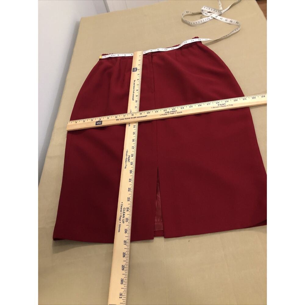 Morgan Miller 2 Pcs Skirt Suite Size 12 Red Long Sleeve 4 Button Lined Collared - Picture 14 of 14